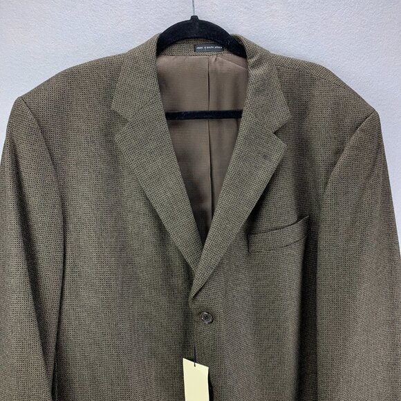 Fenzia Sport Coat Mens 44 Long Lambs Wool 3 Button Closure Blazer Checkered - Picture 2 of 16